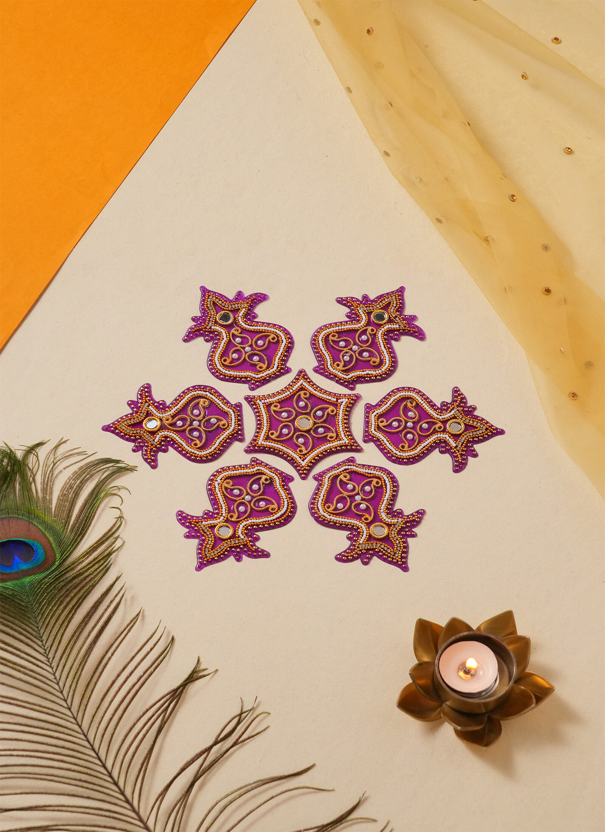 Madhoor Kalash Rangoli Purple 1 Set