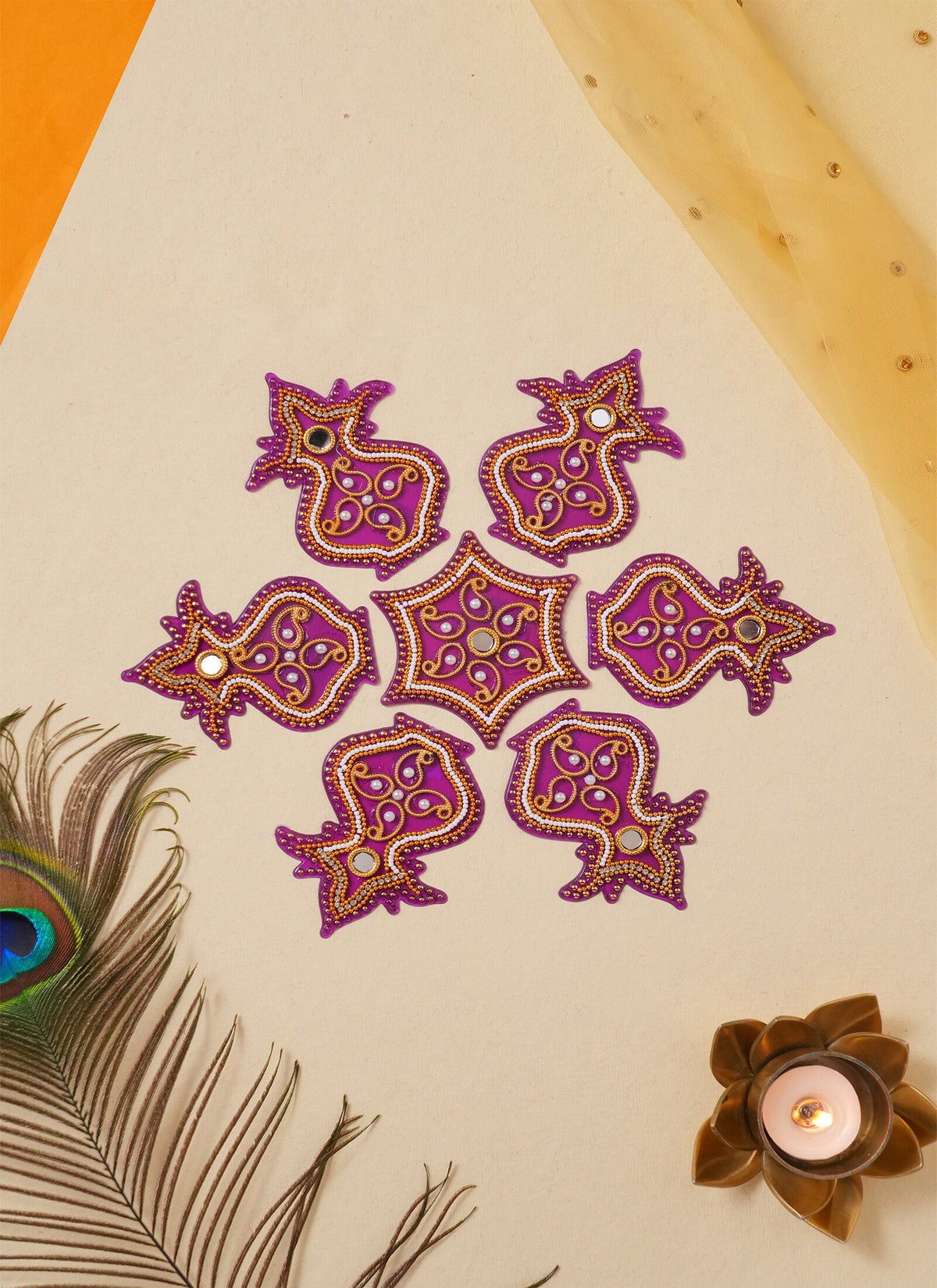 Madhoor Kalash Rangoli Purple 1 Set