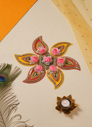 Madhoor Rangoli Yellow Rani Pink 10 Inches 1 Set