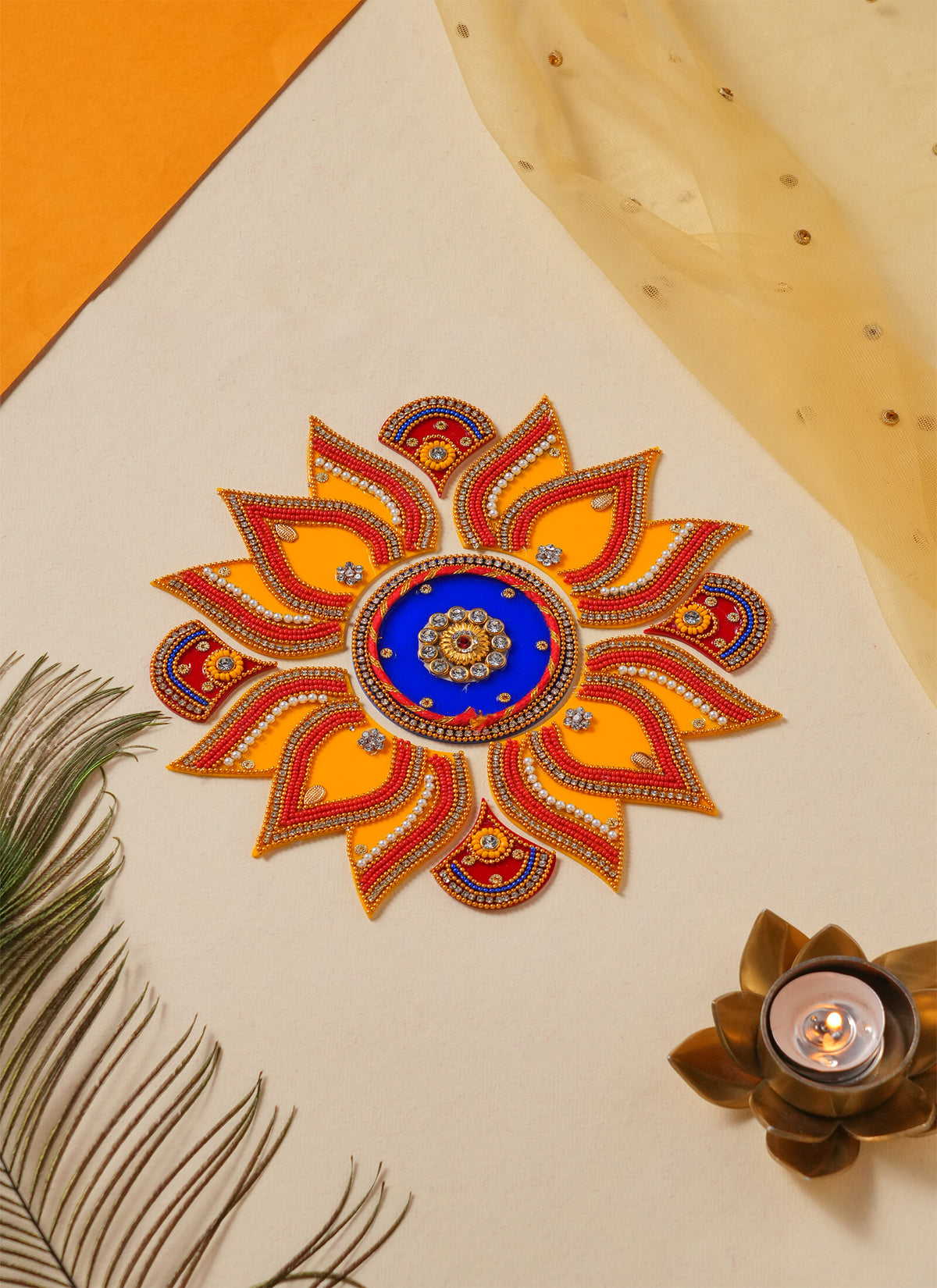 Madhoor Lotus Rangoli Yellow Red 1 Set