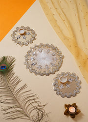 Madhoor Elegant Beaded Rangoli Gold-Tone 9 Inches 1 Set
