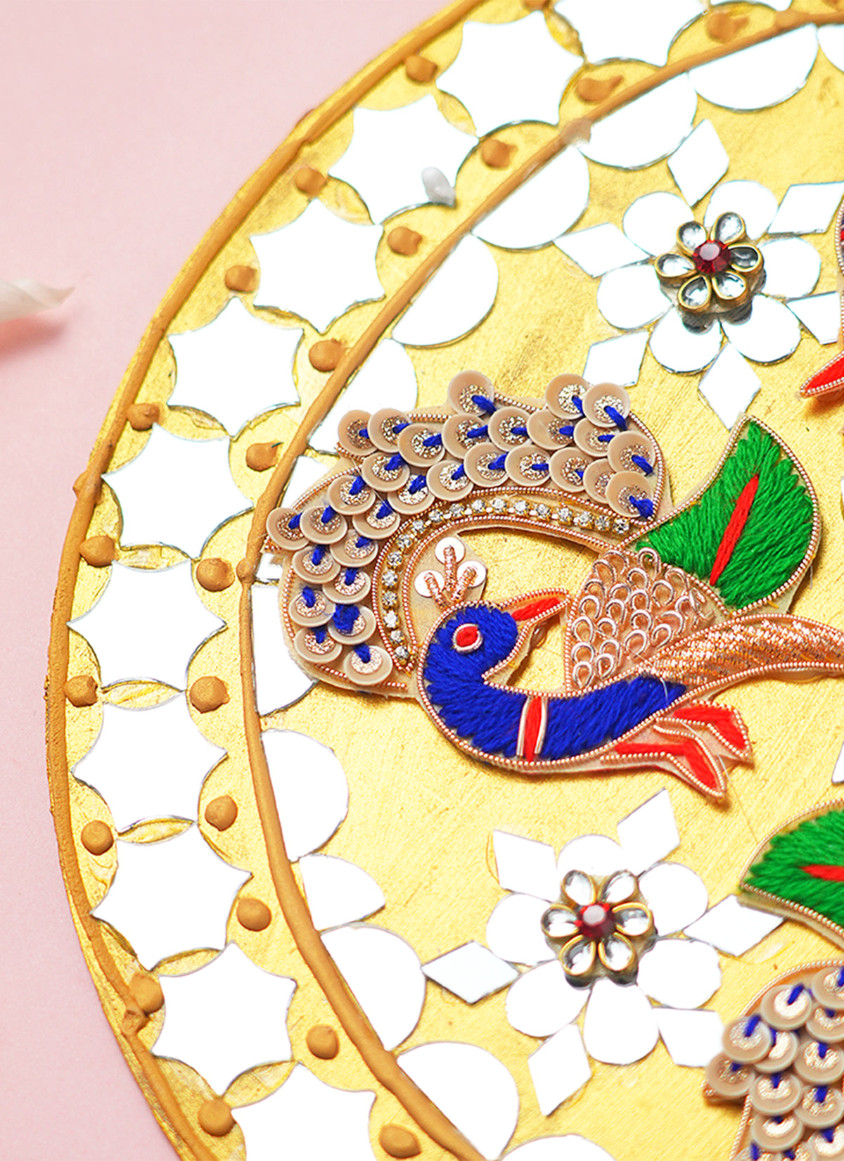 Madhoor Peacock Mirror Rangoli Yellow 10 Inches 1 Piece
