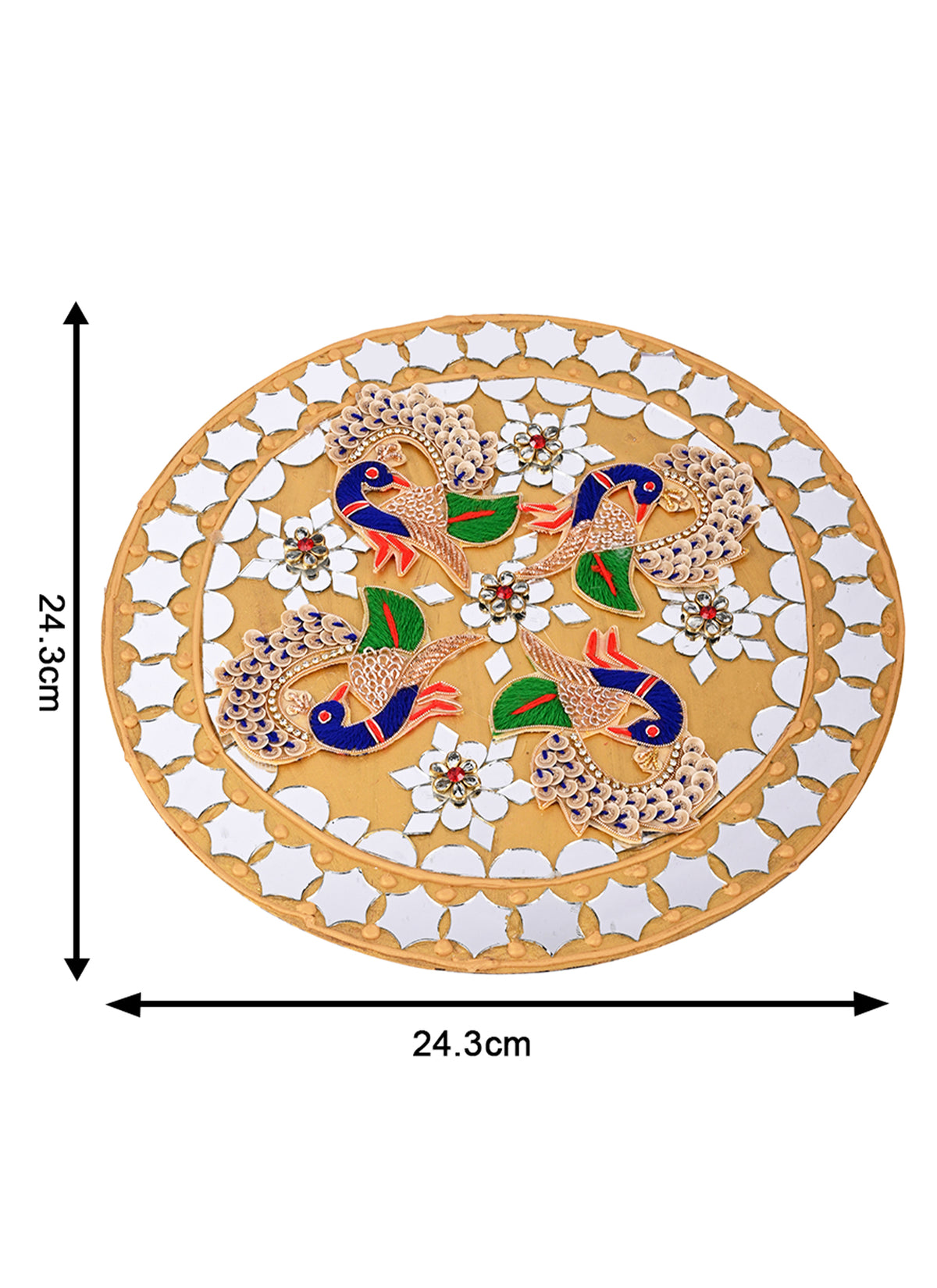 Madhoor Peacock Mirror Rangoli Yellow 10 Inches 1 Piece