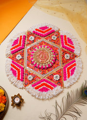 Madhoor Pompom Rangoli Pink Orange White 1 Piece