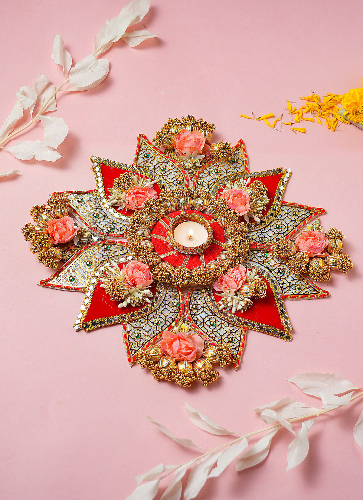 Madhoor Rangoli Peach Red 18 Inches 1 Set