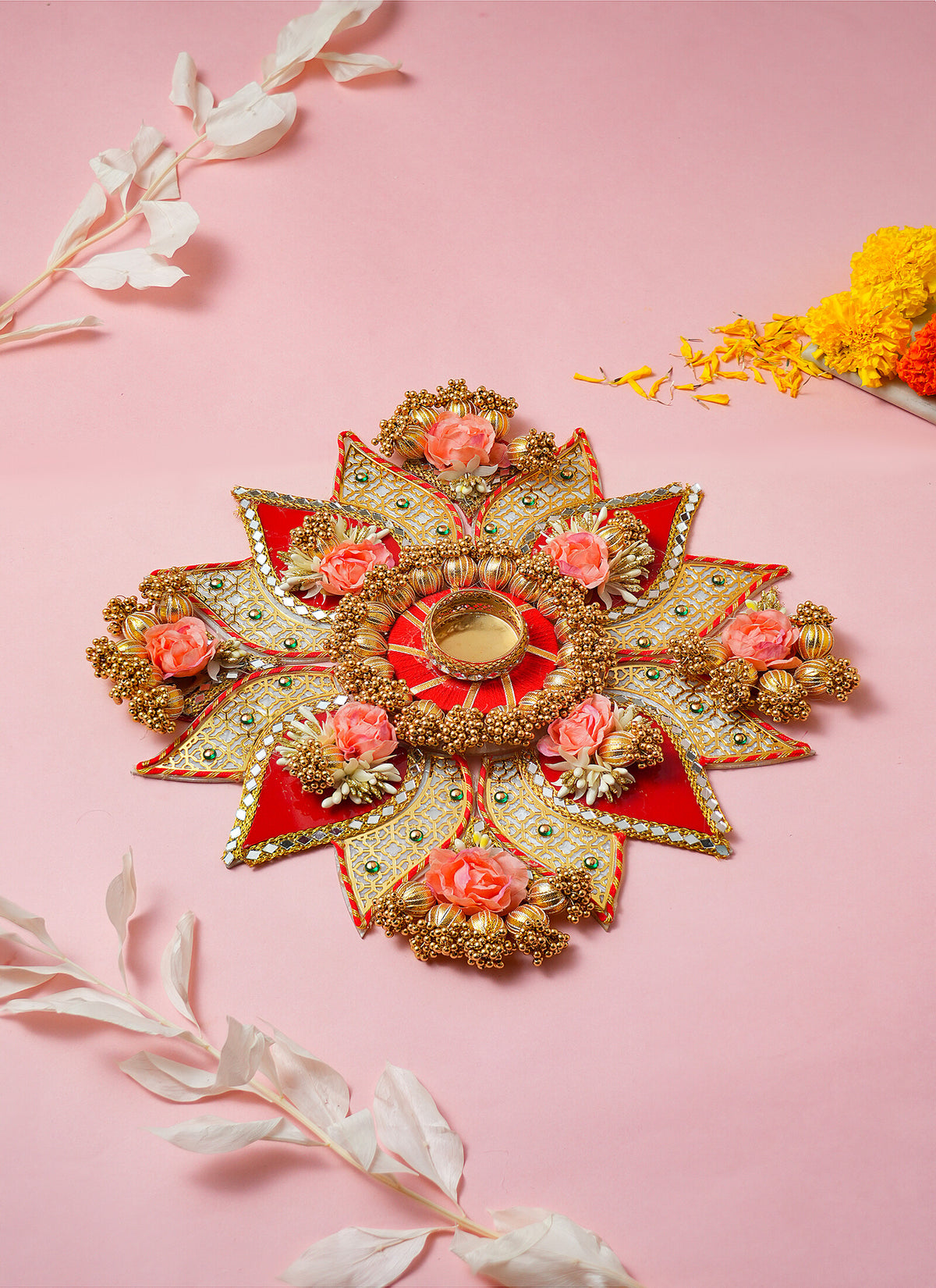 Madhoor Rangoli Peach Red 18 Inches 1 Set
