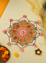 Madhoor Mirror Floral Rangoli Peach Pink 2 Feet 1 Set