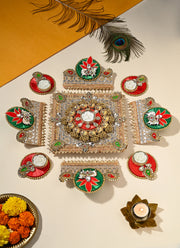 Madhoor Pichwai Rangoli Red Green 1 Set