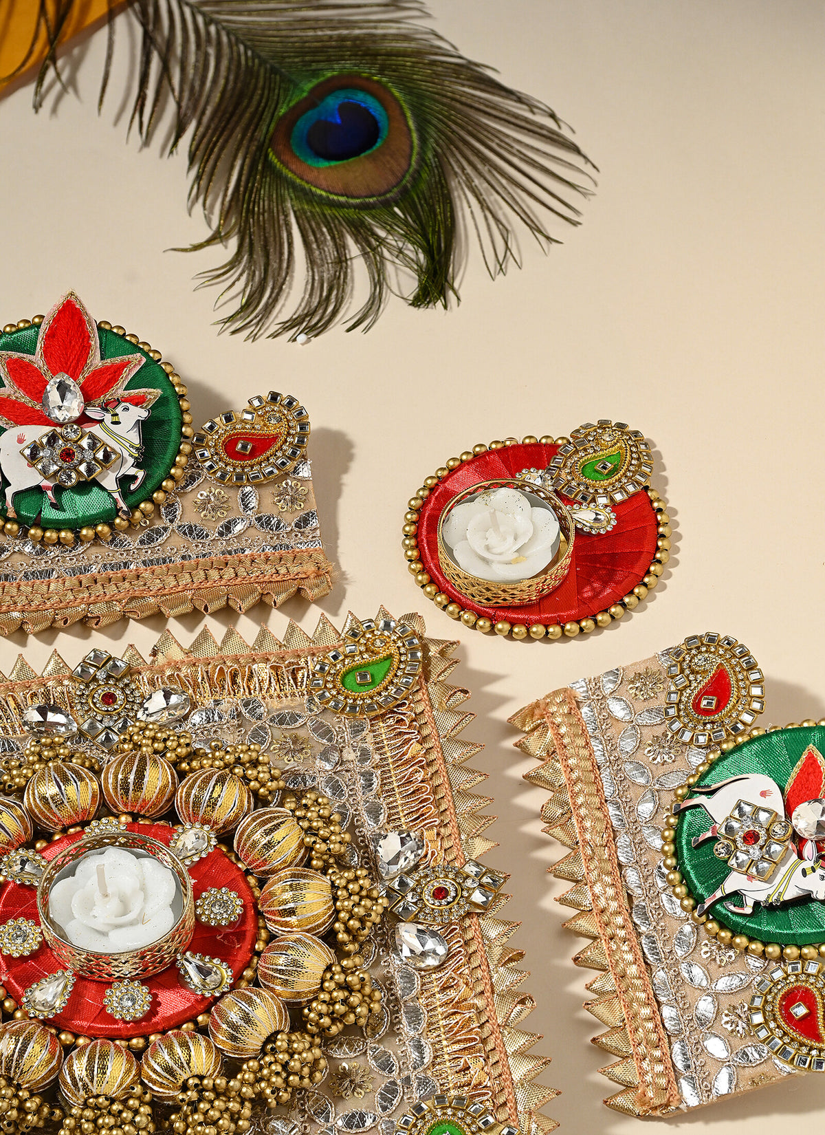 Madhoor Pichwai Rangoli Red Green 1 Set