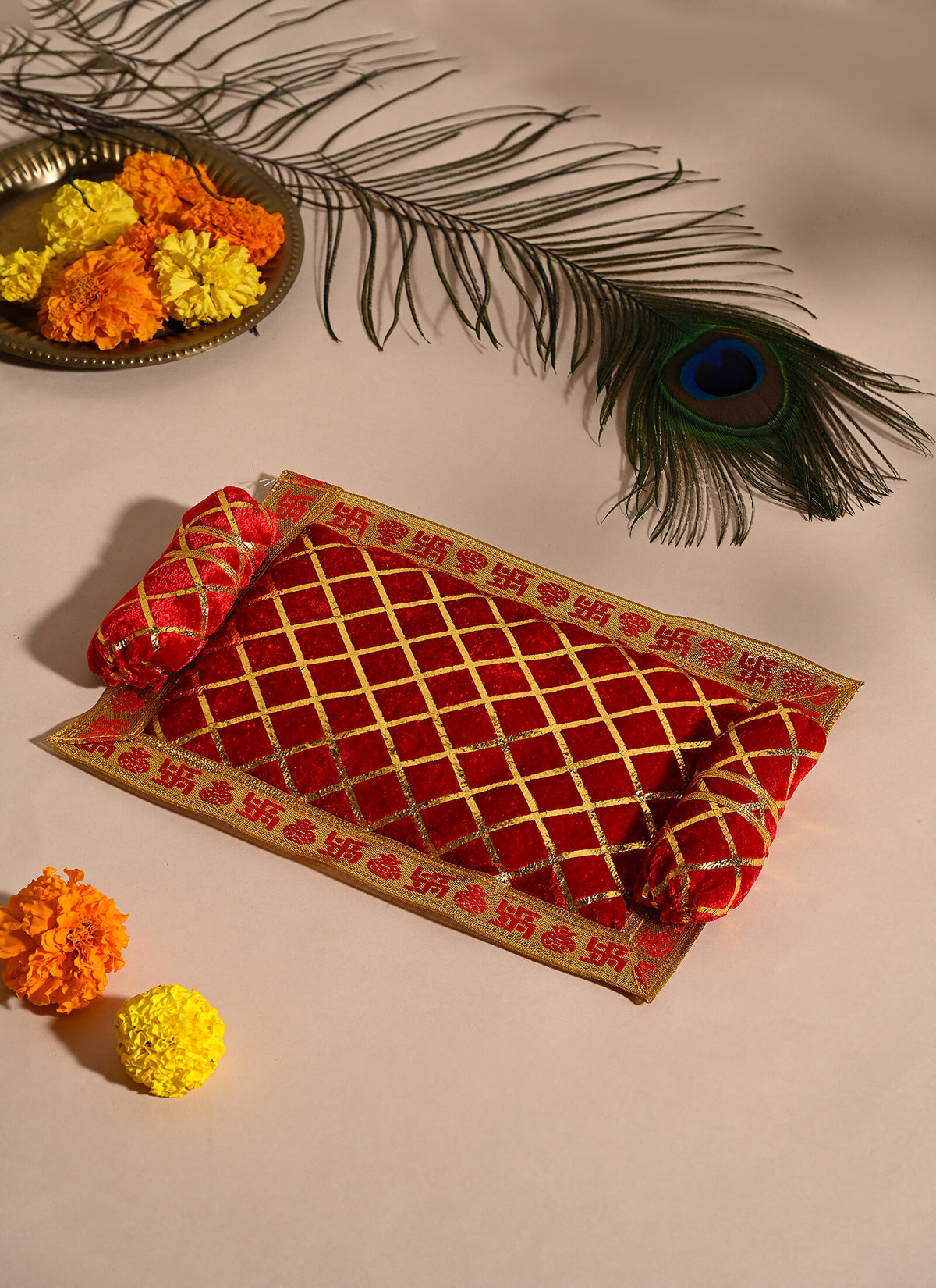Madhoor Gaddi Idol Singhasan Gold-Tone Red 5 x 7 Inches 1 Piece