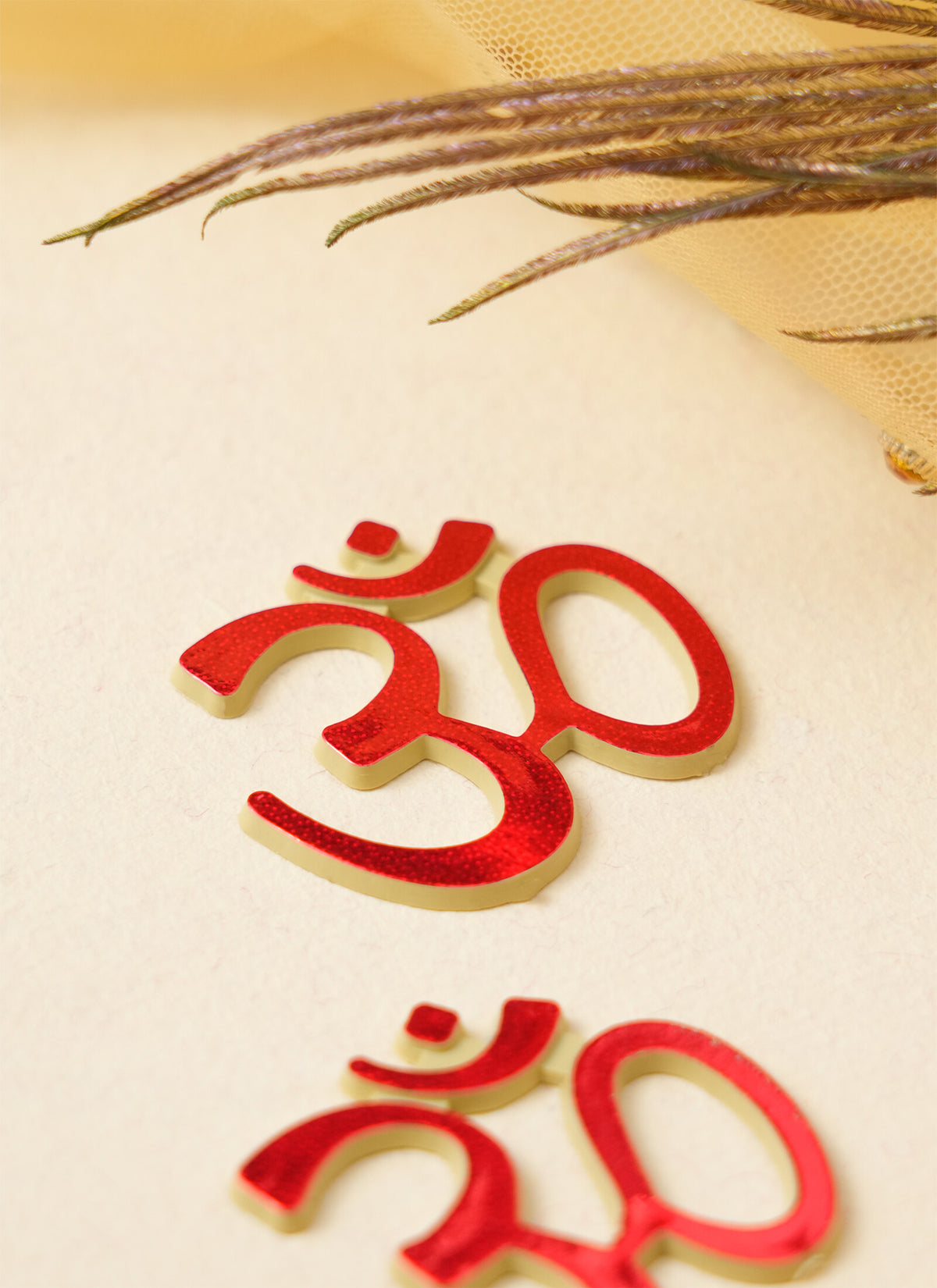 Madhoor Om Sticker Red 1 Pair