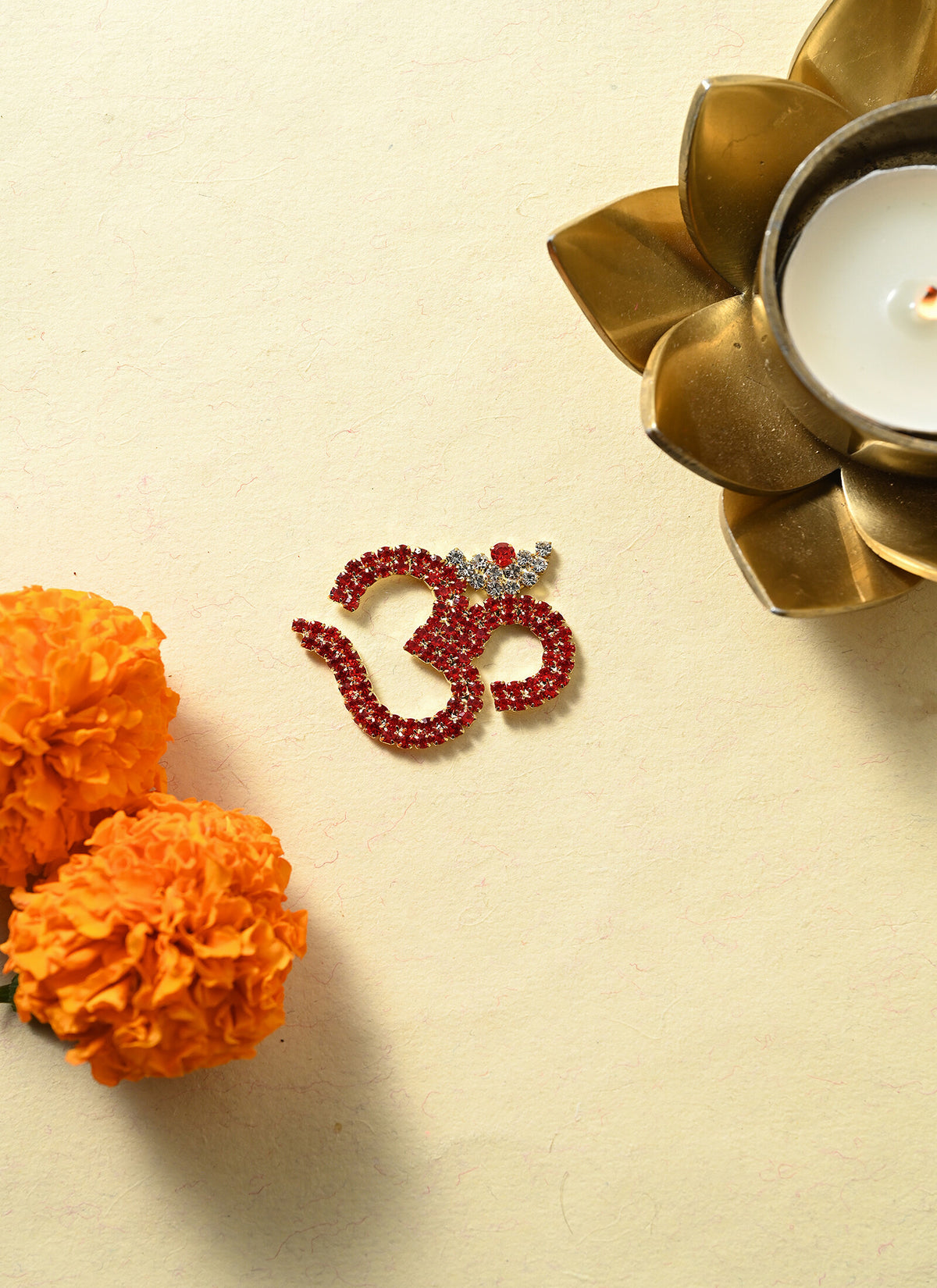 Madhoor Kundan Om Sticker Red 1.5 Inches 1 Piece