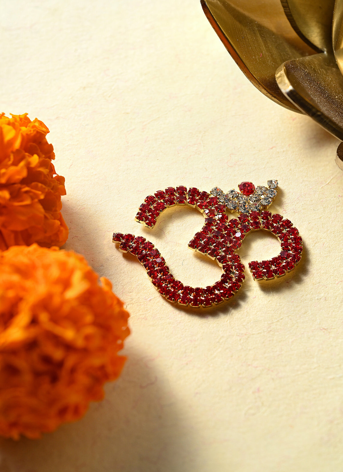 Madhoor Kundan Om Sticker Red 1.5 Inches 1 Piece