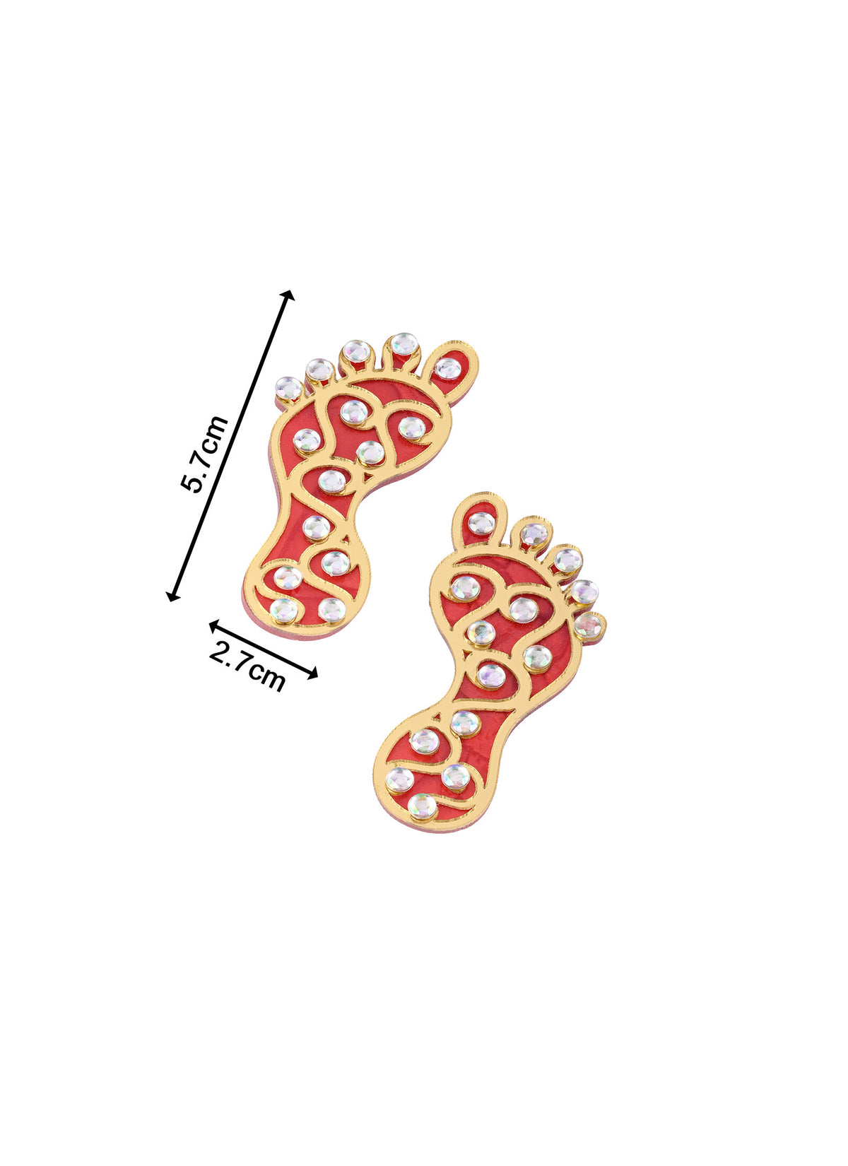 Madhoor Lakshmi Feet Pagla Red 2.5 Inches 1 Pair