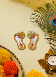 Madhoor Lakshmi Feet Pagla White Red Green 3 Inches Set of 2