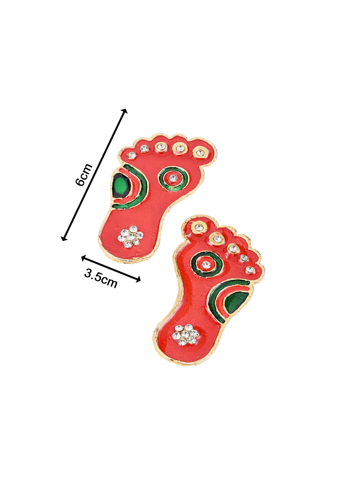 Madhoor Paduka Lakshmi Feet Pagla Red 2.5 Inches 1 Pair