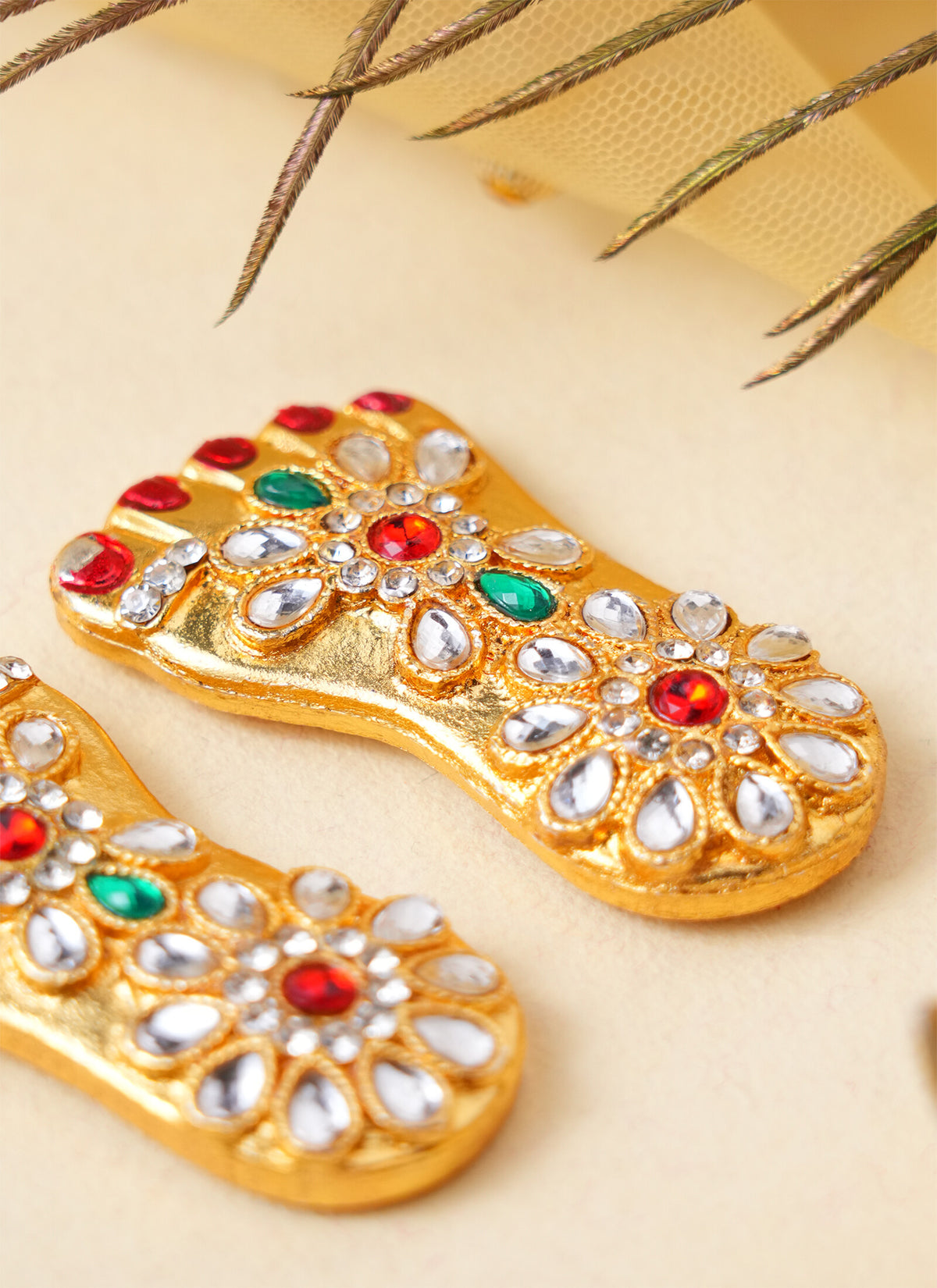 Madhoor Lakshmi Feet Pagla Red Green 3 Inches Set of 2