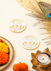 Madhoor Shubh Labh Sticker White Gold-Tone 3 Inches Set of 2