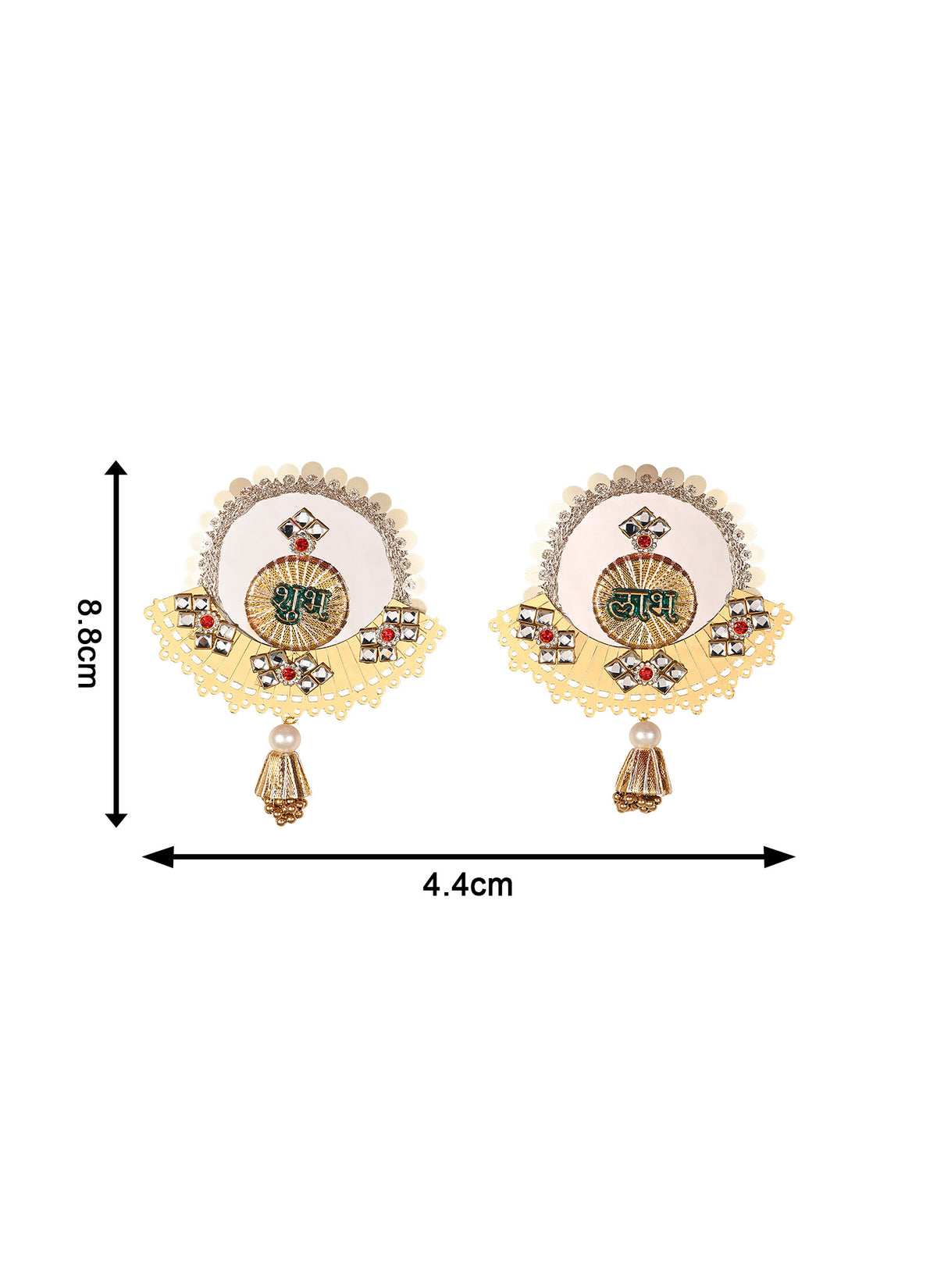Madhoor Crescent Shubh Labh Sticker Red Green 1 Pair