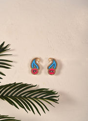 Madhoor Peacock Shubh Labh Sticker Blue Red 1 Pair