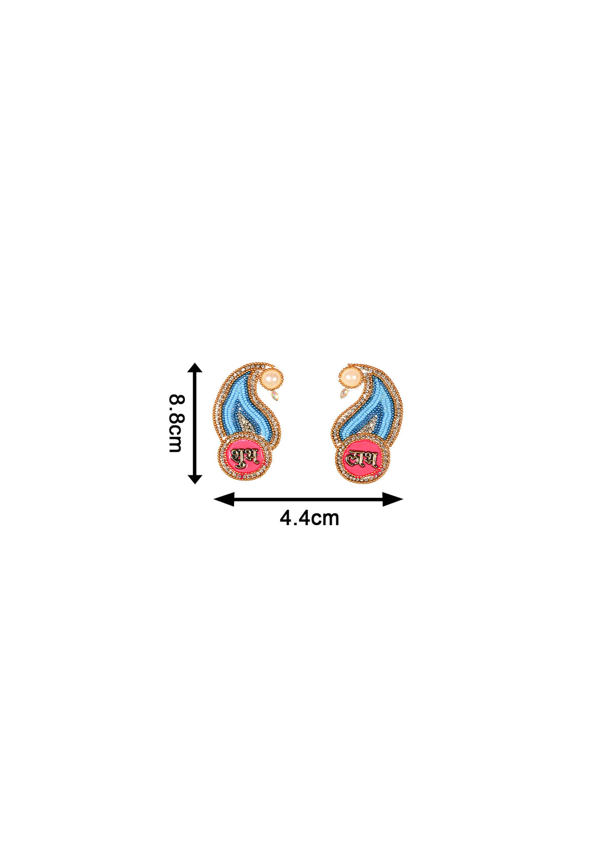 Madhoor Peacock Shubh Labh Sticker Blue Red 1 Pair