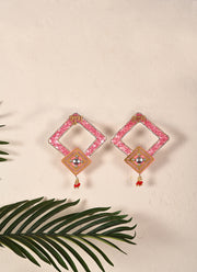 Madhoor Crystal Shubh Labh Sticker Pink Gold-Tone Set of 2