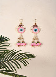 Madhoor Evil Eye Shubh Labh Sticker Pink Blue 9 x 3 Inches Set of 2