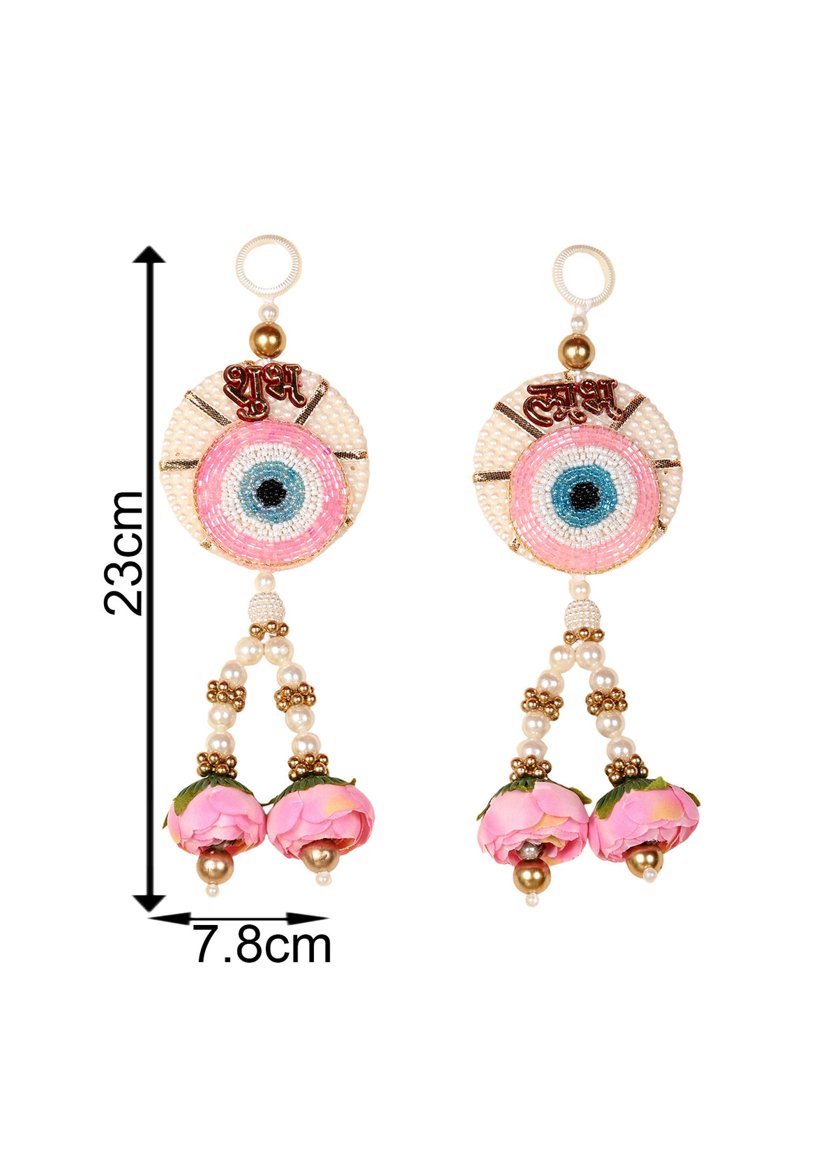 Madhoor Evil Eye Shubh Labh Sticker Pink Blue 9 x 3 Inches Set of 2