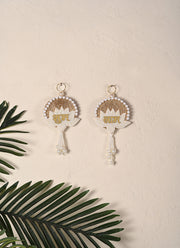 Madhoor Lotus Shubh Labh Hanging Gold-Tone White Set of 2