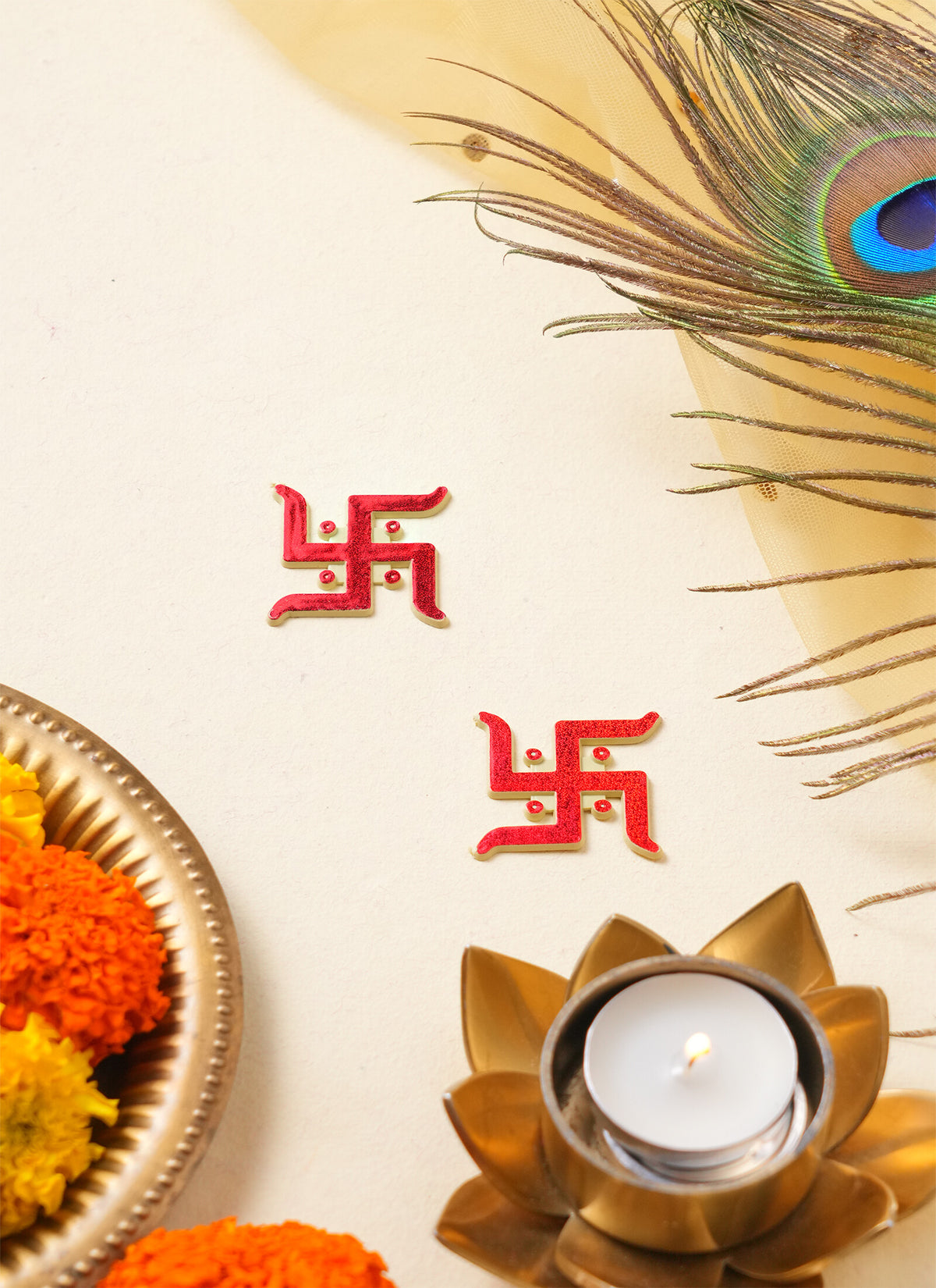 Madhoor Swastik Sticker Red 1 Pair