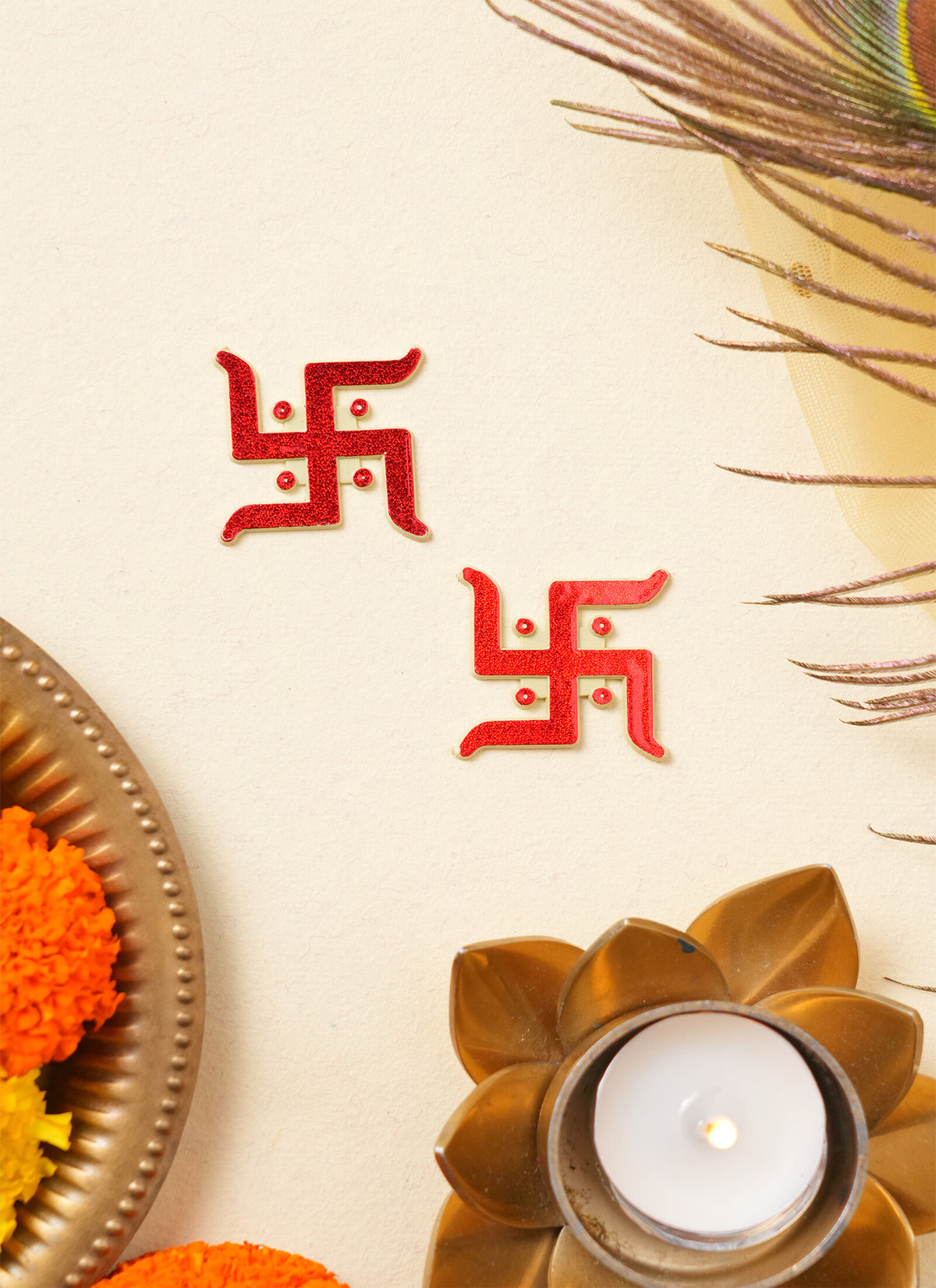 Madhoor Swastik Sticker Red 1 Pair