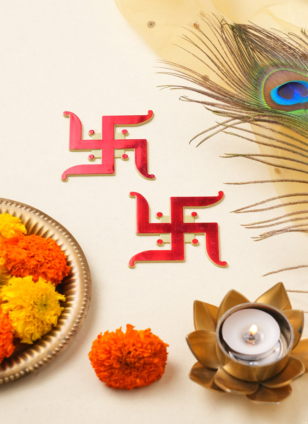 Madhoor Big Swastik Sticker Red 1 Pair