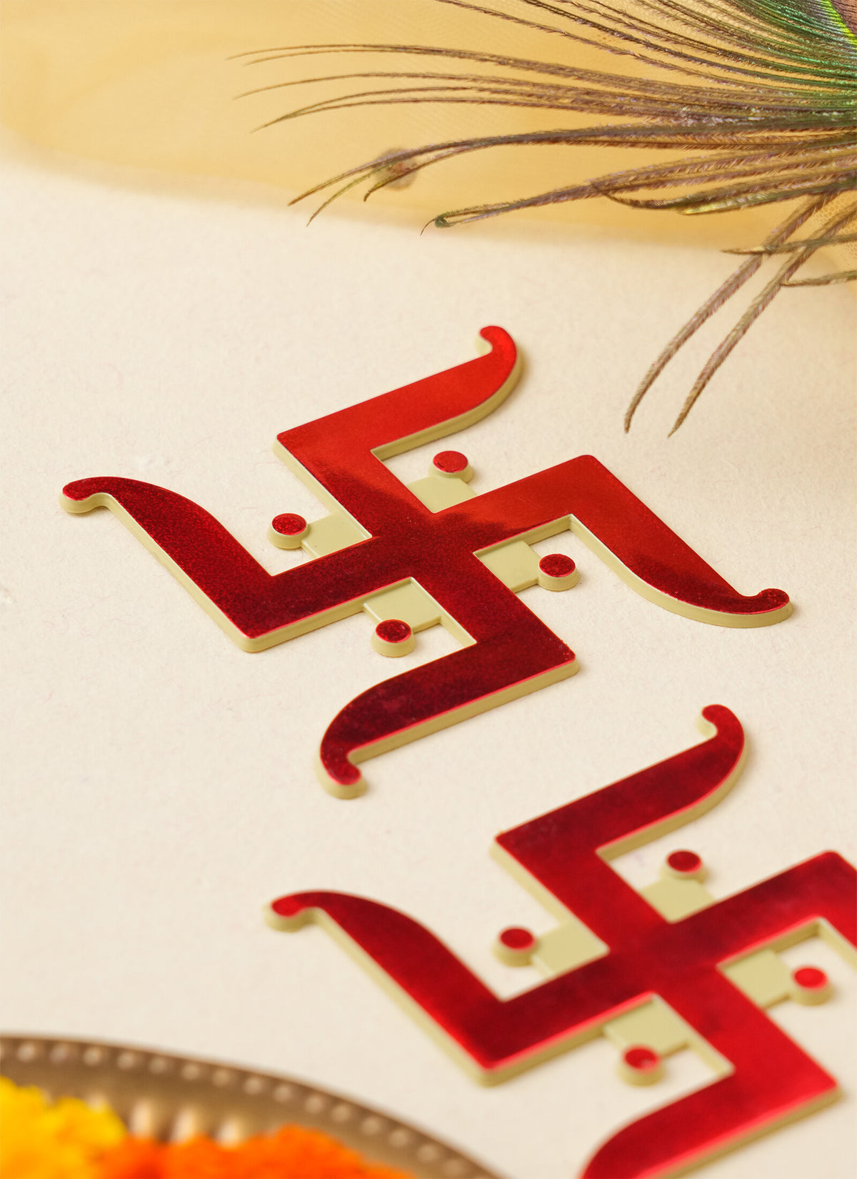 Madhoor Big Swastik Sticker Red 1 Pair