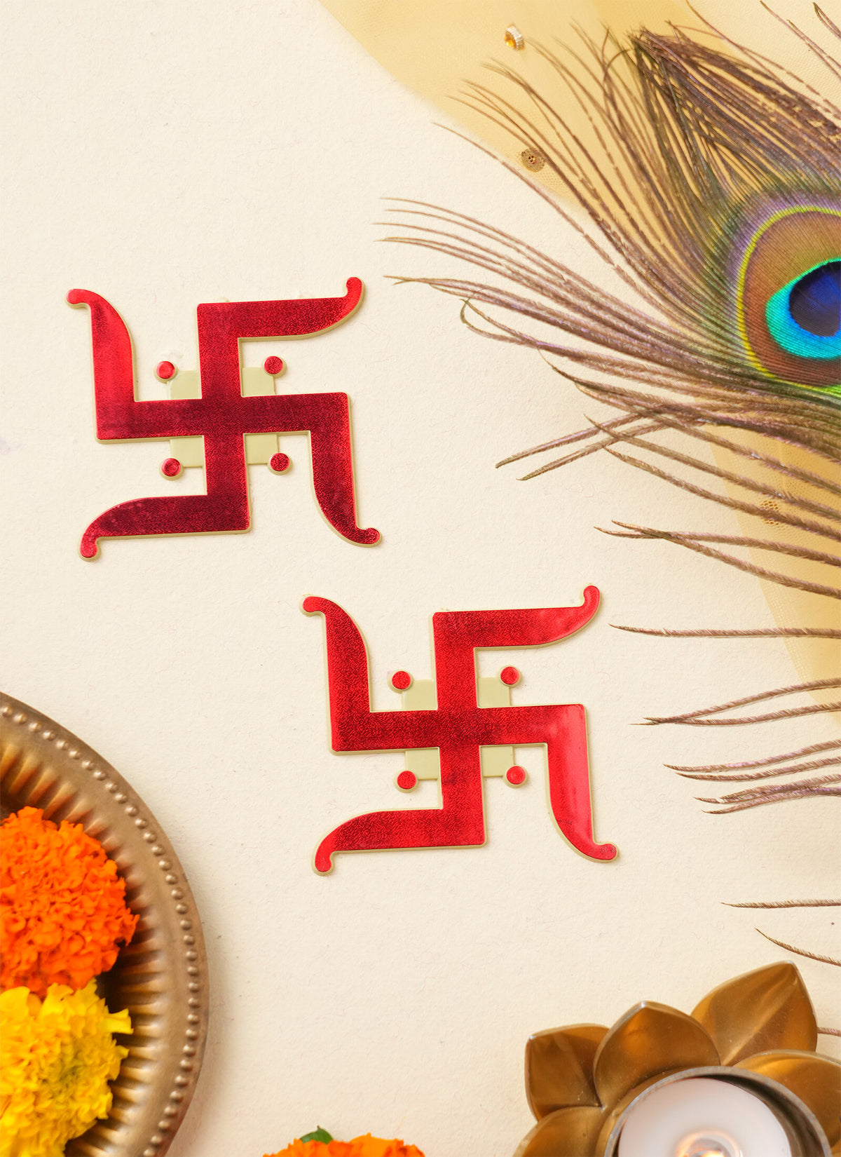Madhoor Big Swastik Sticker Red 1 Pair