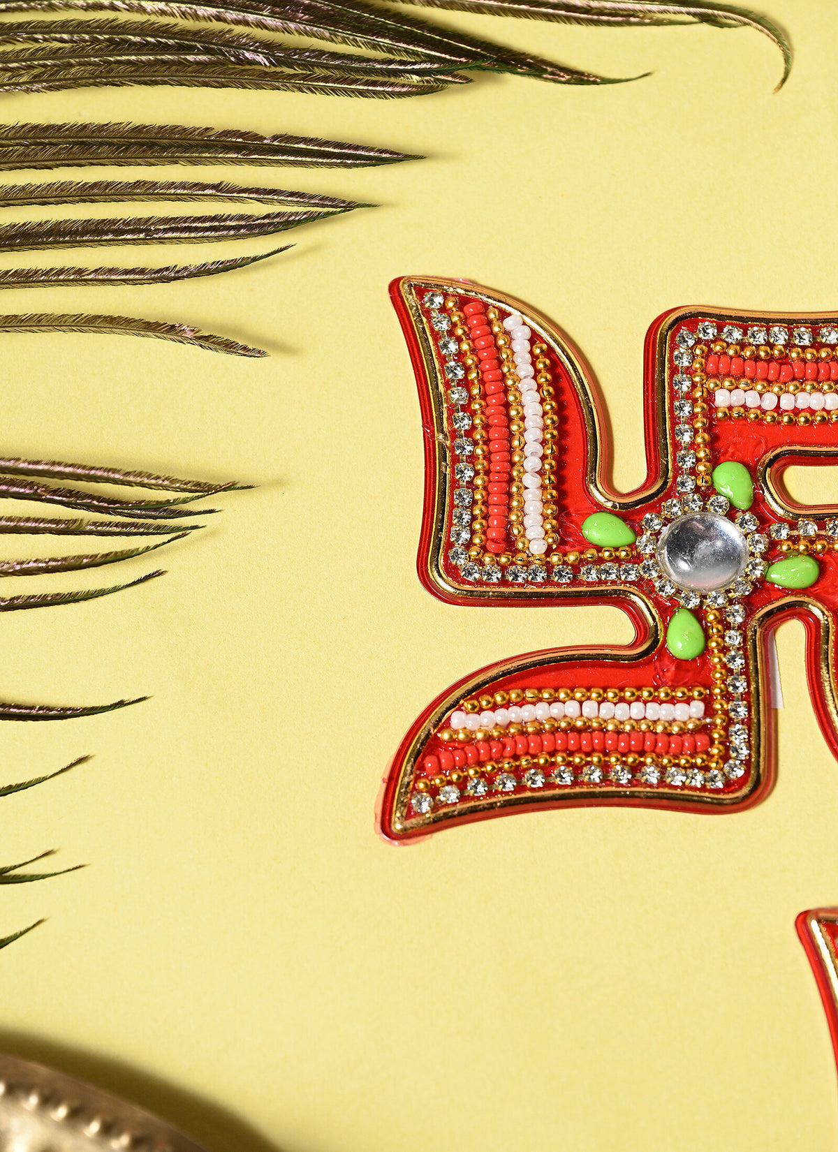 Madhoor Crystal Swastik Sticker Red 3 Inches 1 Piece