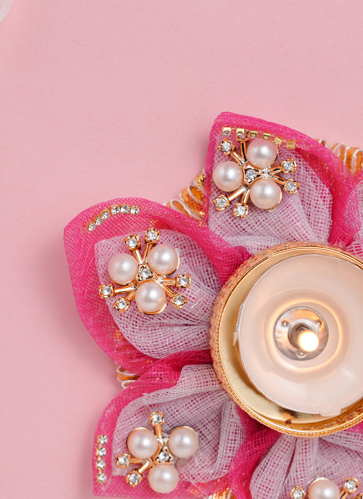 Madhoor Gota Tealight Holder Pink 4 Inches