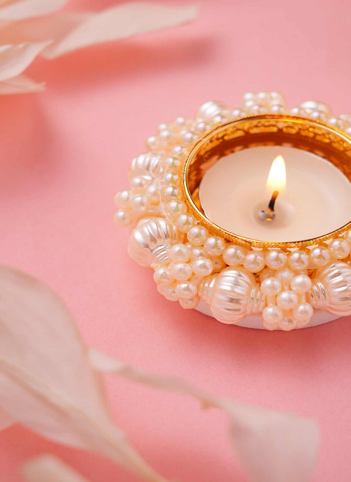 Madhoor Pearl Tealight Holder Ivory 1 Piece