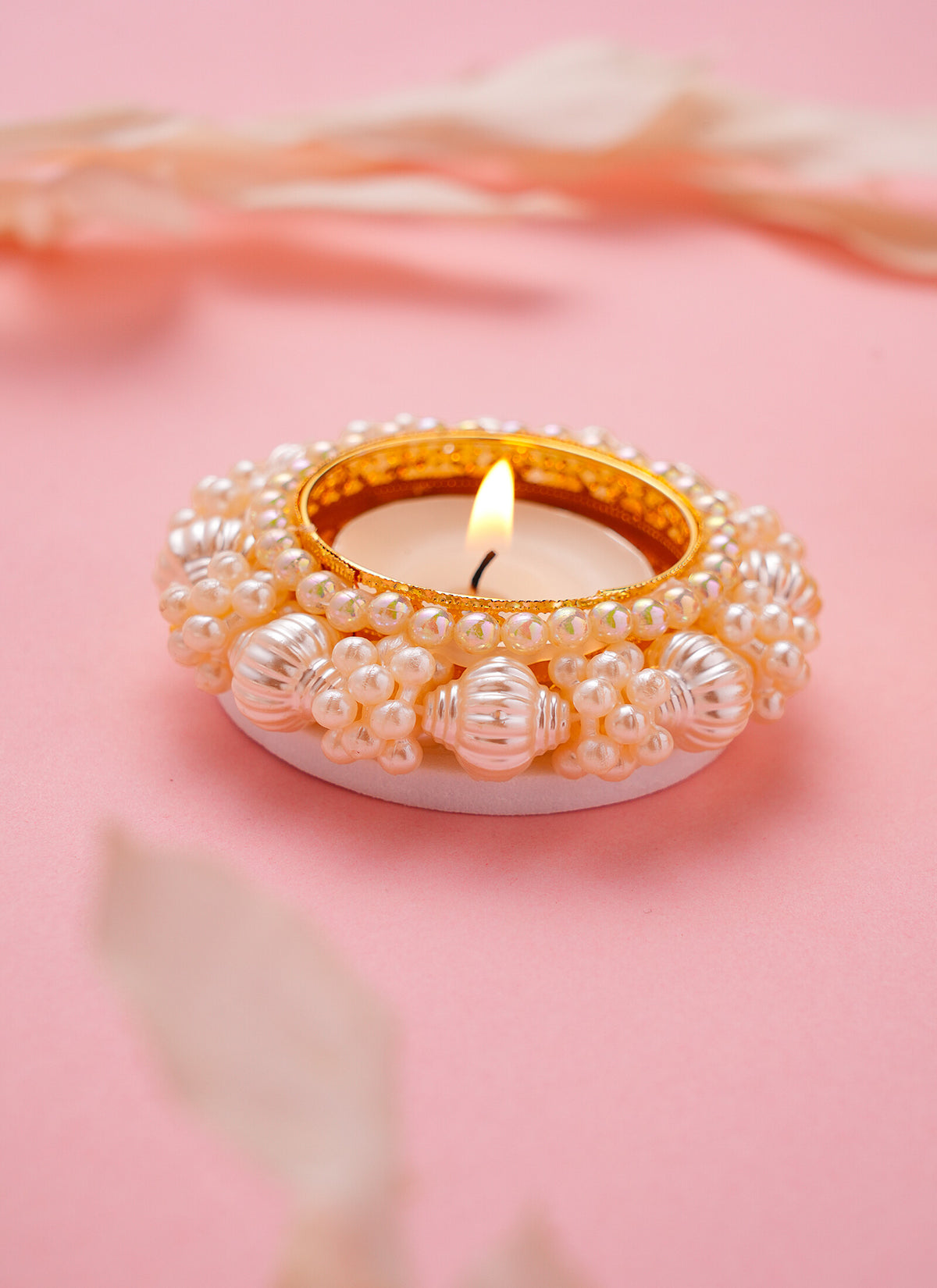 Madhoor Pearl Tealight Holder Ivory 1 Piece