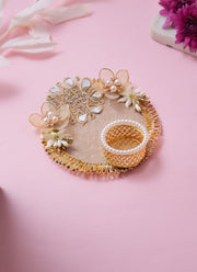 Madhoor Pearl Flower Tealight Holder Beige 1 Piece