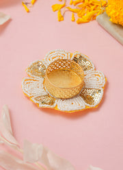 Madhoor Pearl Floral Tealight Holder White 1 Piece