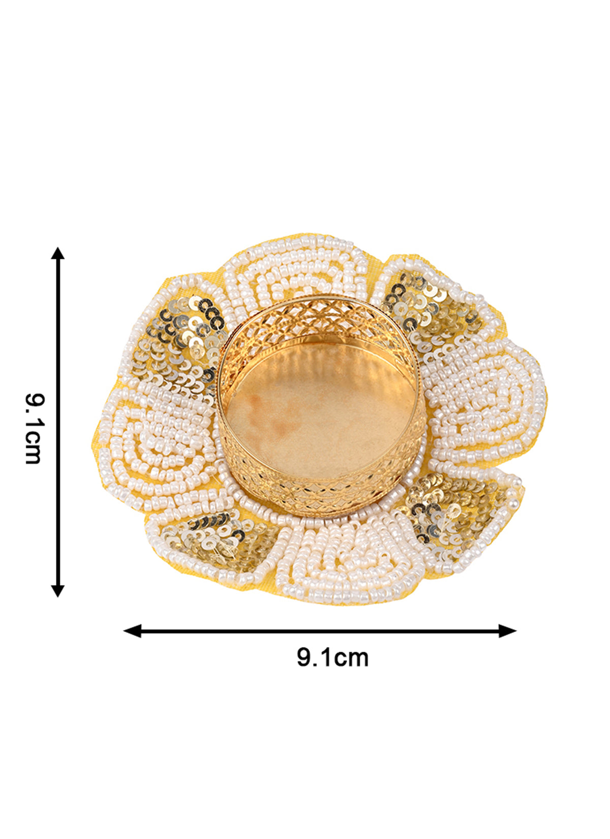 Madhoor Pearl Floral Tealight Holder White 1 Piece