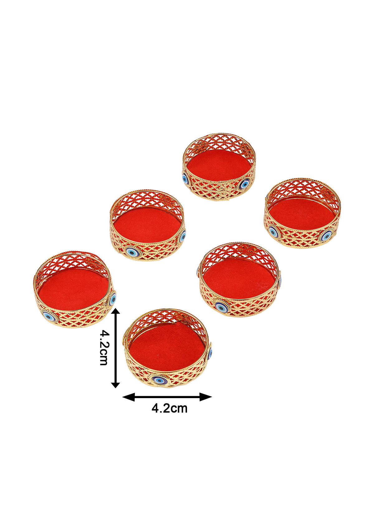 Madhoor Evil Eye Tealight Holder Gold-Tone Blue Set of 6