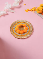 Madhoor Marigold Mirror Work Tealight Holder Yellow 6 Inches 1 Piece