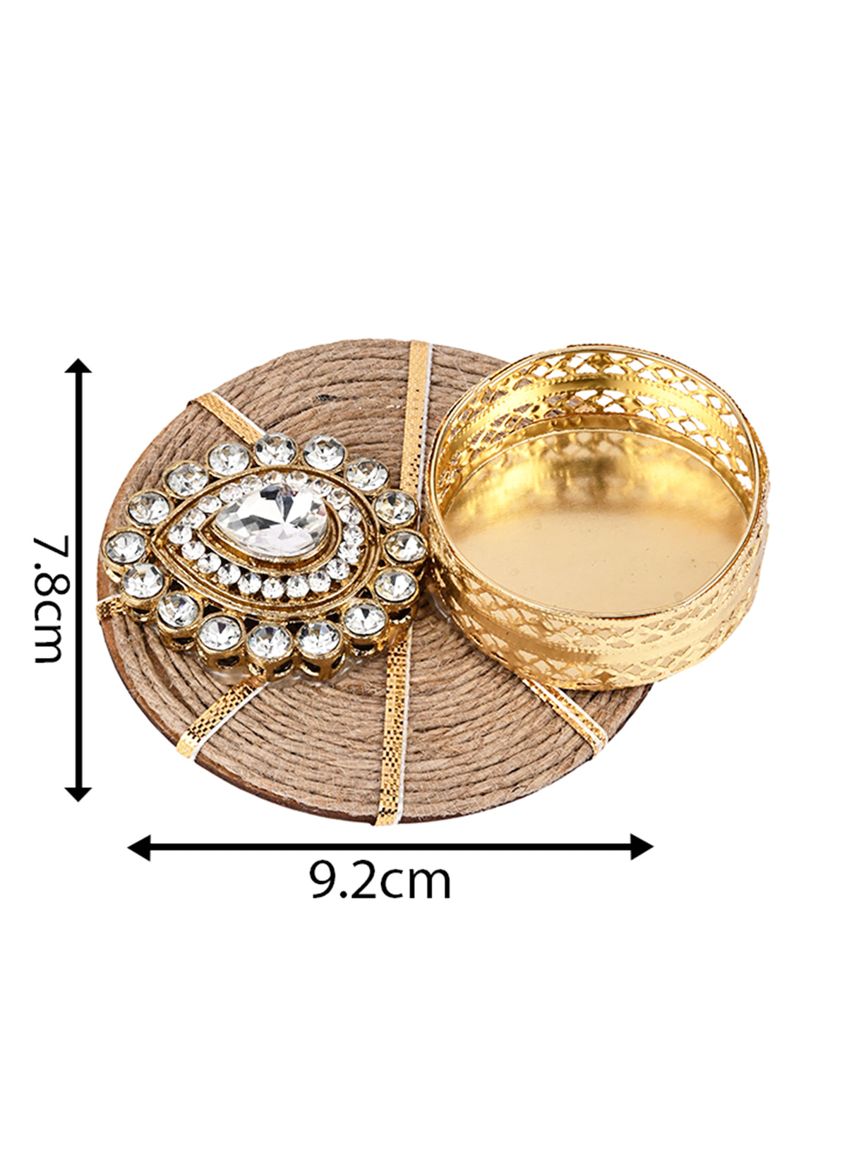 Madhoor Crystal Jute Tealight Holder White Brown 1 Piece