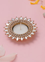 Madhoor Mirror Shisha Tealight Holder Gold-Tone 4 Inches
