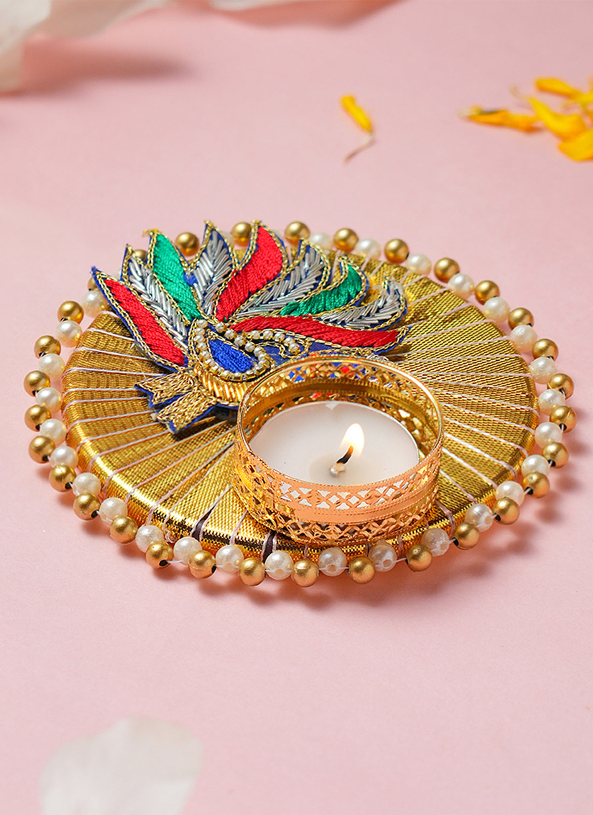 Madhoor Peacock Tealight Holder Multicolour 1 Piece