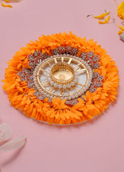 Madhoor Pearl Marigold Tealight Holder Yellow 8 Inches 1 Piece