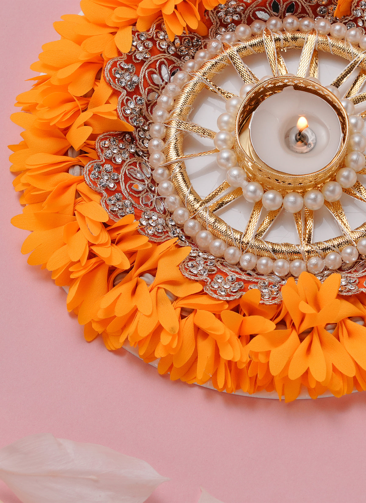 Madhoor Pearl Marigold Tealight Holder Yellow 8 Inches 1 Piece