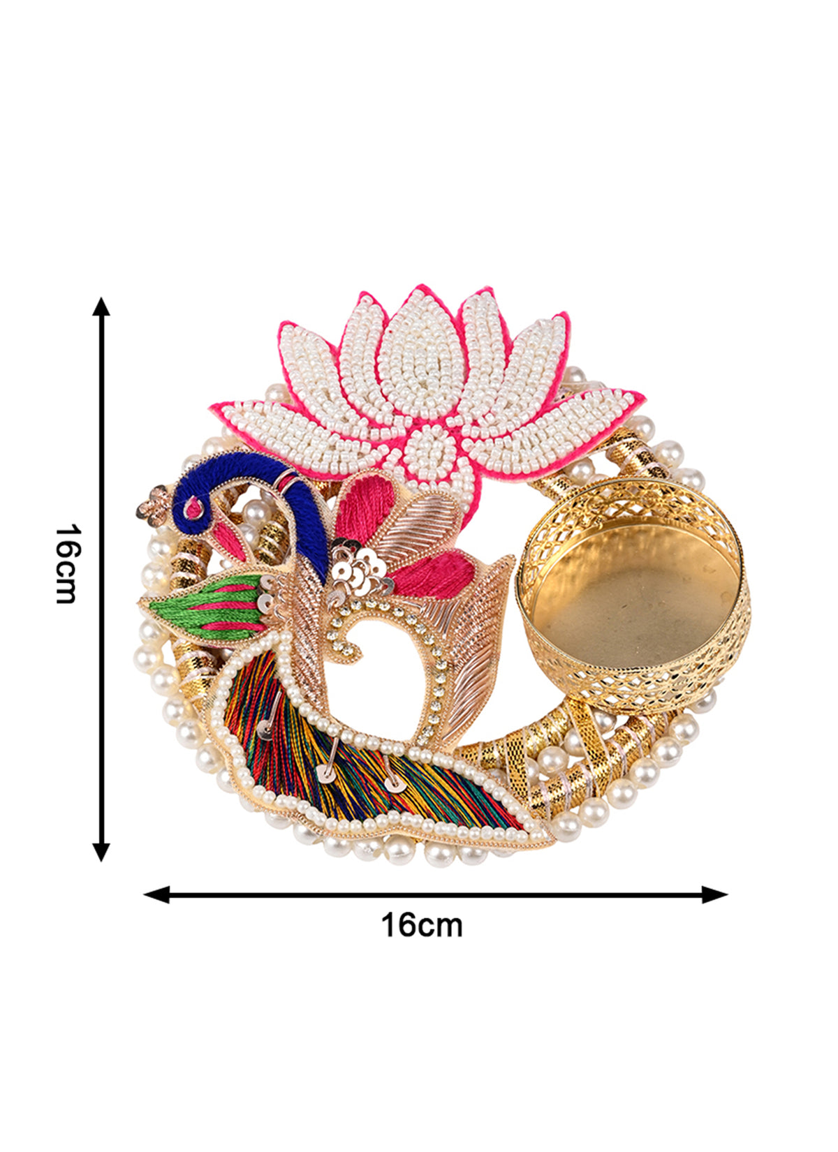 Madhoor Peacock Lotus Tealight Holder Multicolour 1 Piece