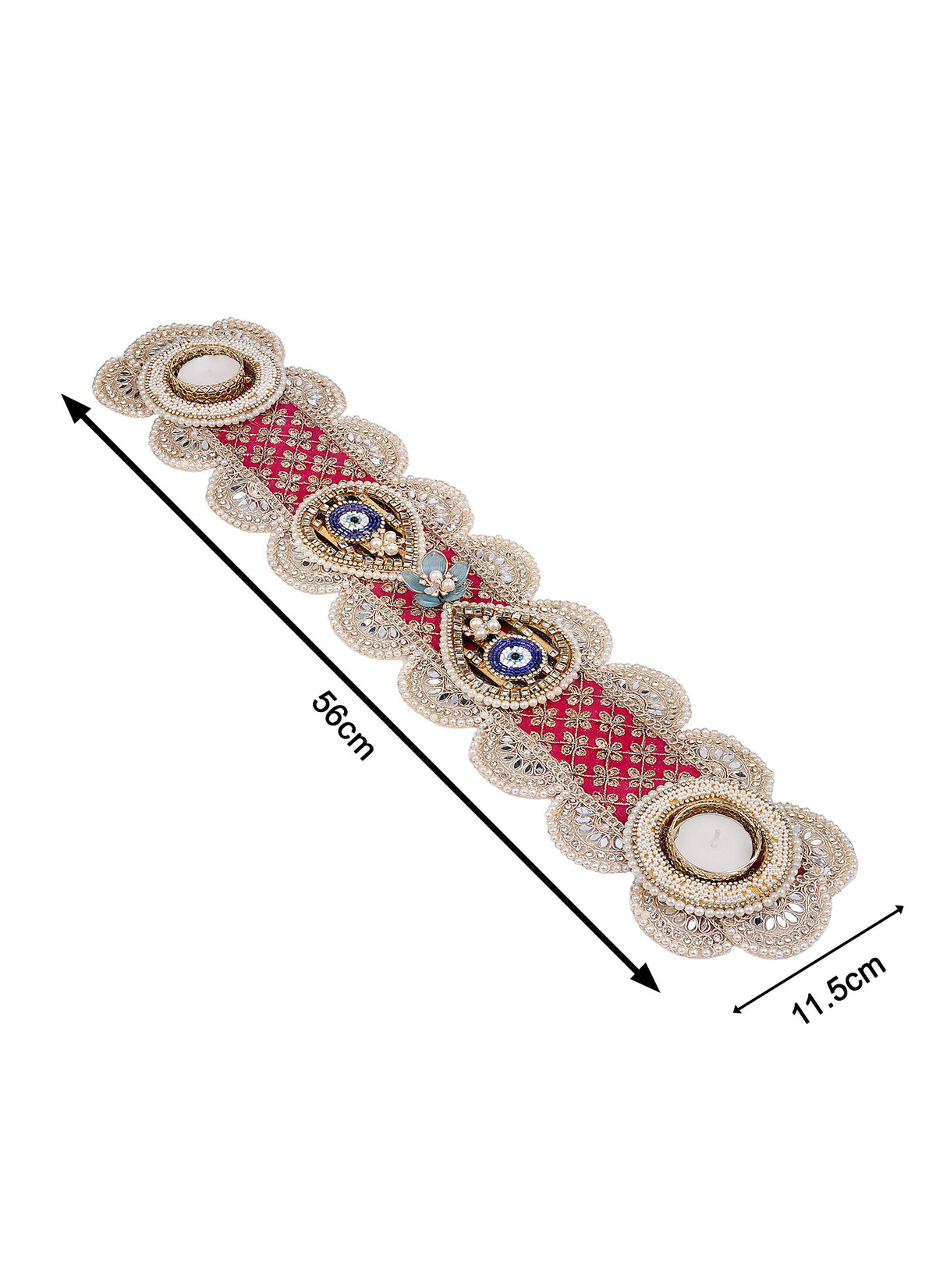 Madhoor Evil Eye Tealight Holder Maroon Blue 1 Piece